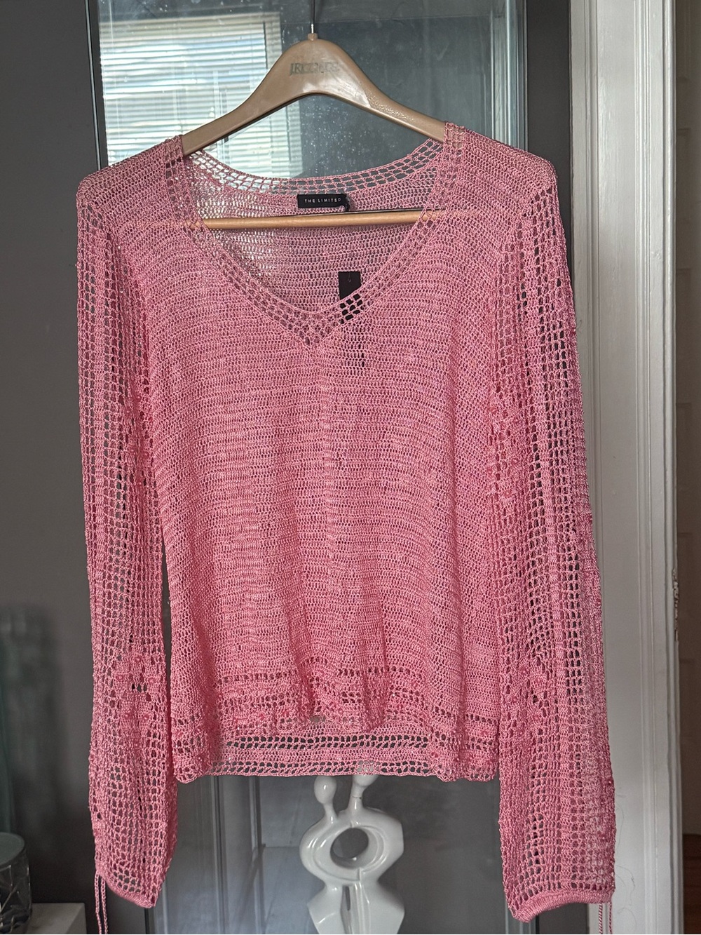 The Limited Pink Open-Knit V-Neck Sweater